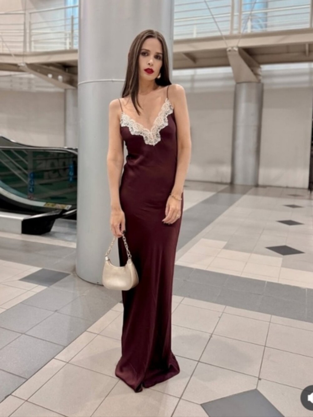 Zara satin lace slip maxi long dress size M - Picture 8 of 14